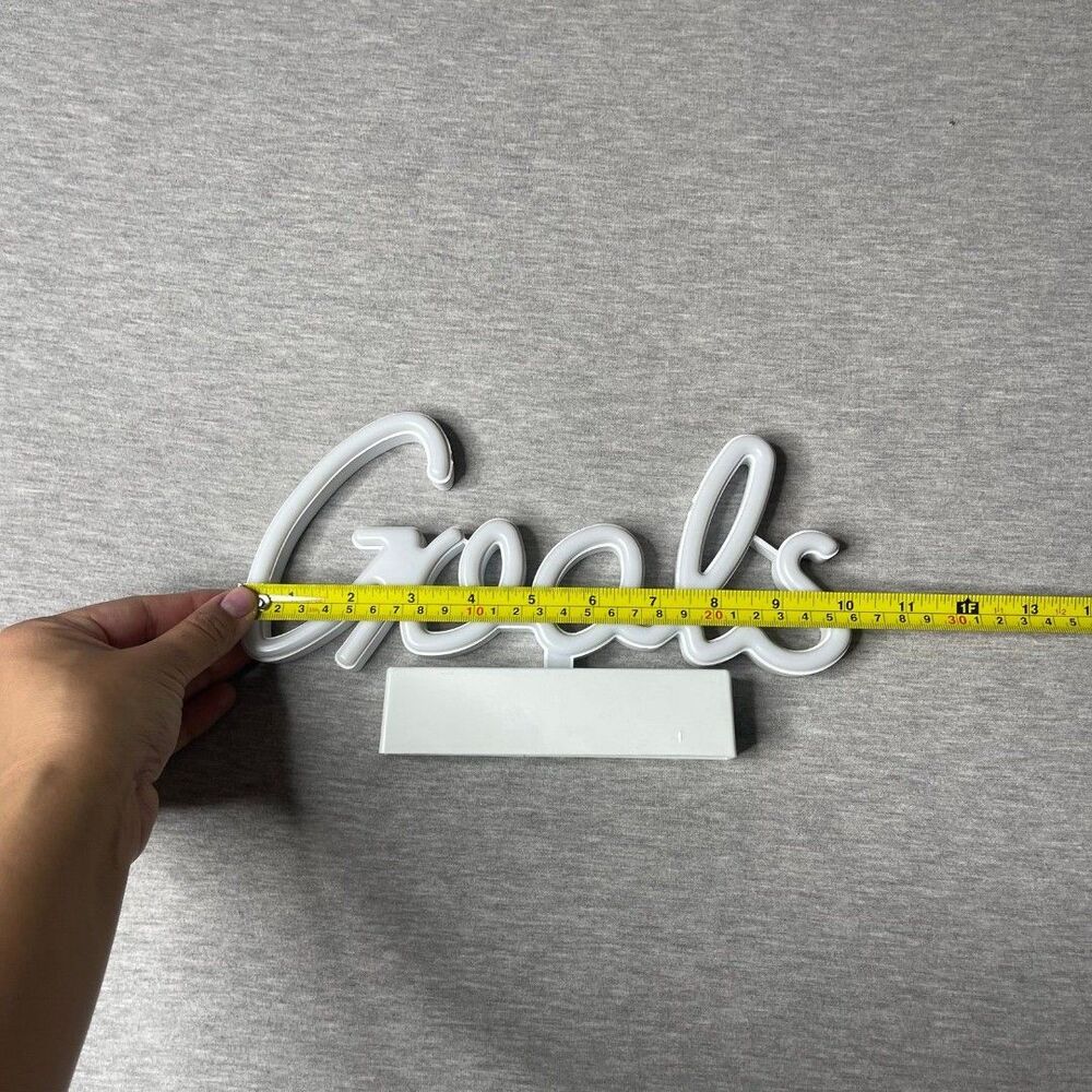 Room 2 Room “GOALS" 10 Inch Cursive Script Blue LED Neon Sign with Stand - Picture 6 of 6